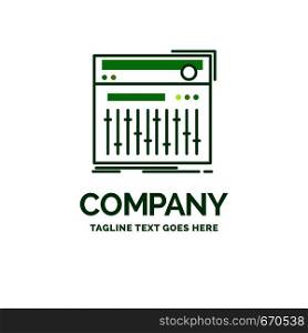 Control, controller, midi, studio, sound Flat Business Logo template. Creative Green Brand Name Design.