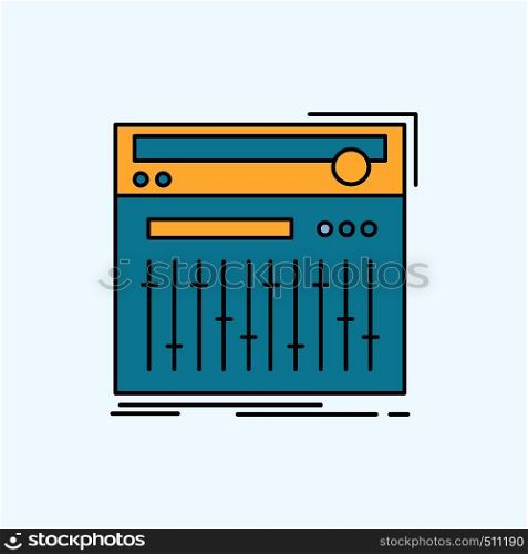 Control, controller, midi, studio, sound Flat Icon. green and Yellow sign and symbols for website and Mobile appliation. vector illustration. Vector EPS10 Abstract Template background