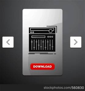 Control, controller, midi, studio, sound Glyph Icon in Carousal Pagination Slider Design & Red Download Button. Vector EPS10 Abstract Template background