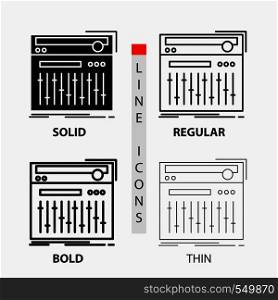 Control, controller, midi, studio, sound Icon in Thin, Regular, Bold Line and Glyph Style. Vector illustration. Vector EPS10 Abstract Template background