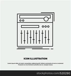 Control, controller, midi, studio, sound Icon. Line vector gray symbol for UI and UX, website or mobile application. Vector EPS10 Abstract Template background