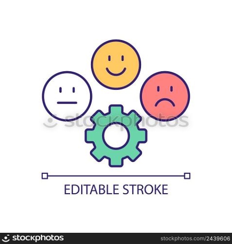Control emotions RGB color icon. Feeling and thoughts regulation. Suppressing emotional reactions. Isolated vector illustration. Simple filled line drawing. Editable stroke. Arial font used. Control emotions RGB color icon