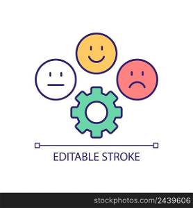 Control emotions RGB color icon. Feeling and thoughts regulation. Suppressing emotional reactions. Isolated vector illustration. Simple filled line drawing. Editable stroke. Arial font used. Control emotions RGB color icon