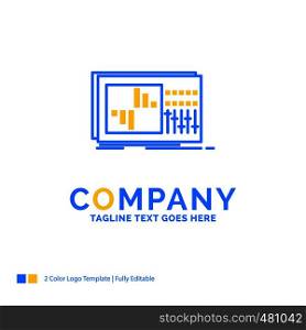 control, equalizer, equalization, sound, studio Blue Yellow Business Logo template. Creative Design Template Place for Tagline.