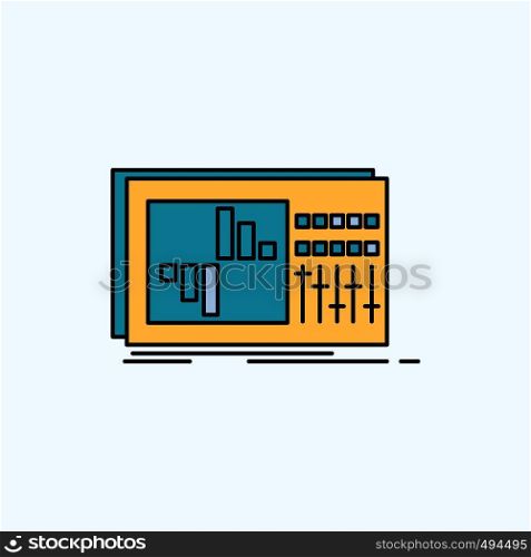 control, equalizer, equalization, sound, studio Flat Icon. green and Yellow sign and symbols for website and Mobile appliation. vector illustration. Vector EPS10 Abstract Template background