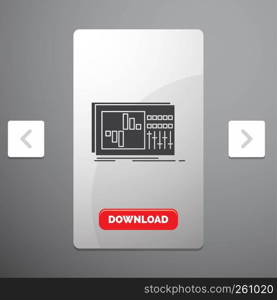 control, equalizer, equalization, sound, studio Glyph Icon in Carousal Pagination Slider Design & Red Download Button