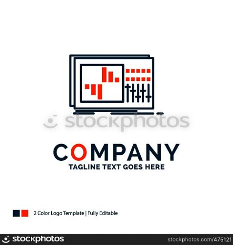 control, equalizer, equalization, sound, studio Logo Design. Blue and Orange Brand Name Design. Place for Tagline. Business Logo template.