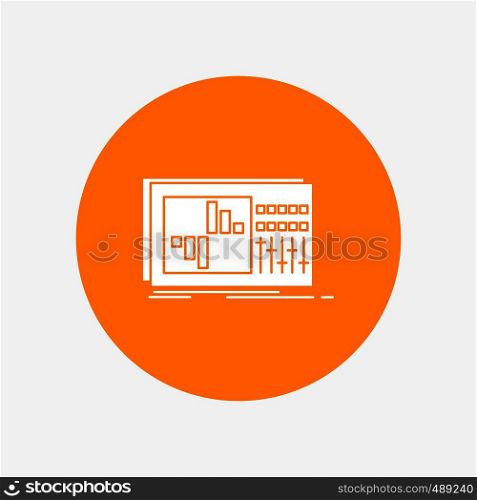 control, equalizer, equalization, sound, studio White Glyph Icon in Circle. Vector Button illustration. Vector EPS10 Abstract Template background