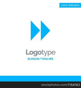 Control Fast, Forward, Media, Video Blue Solid Logo Template. Place for Tagline