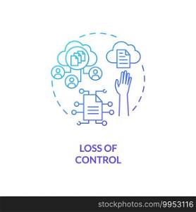 Control loss concept icon. SaaS challenge idea thin line illustration. Solid backup and recovery solution. Storage with cloud-based management. Vector isolated outline RGB color drawing. Control loss concept icon