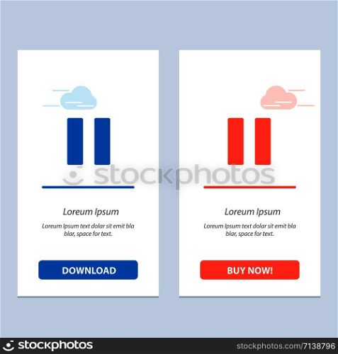Control, Media, Pause, Video Blue and Red Download and Buy Now web Widget Card Template
