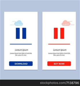 Control, Media, Pause, Video Blue and Red Download and Buy Now web Widget Card Template