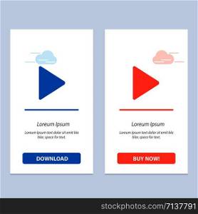 Control, Media, Play, Video Blue and Red Download and Buy Now web Widget Card Template
