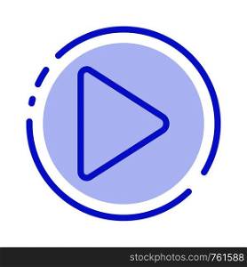Control, Media, Play, Video Blue Dotted Line Line Icon