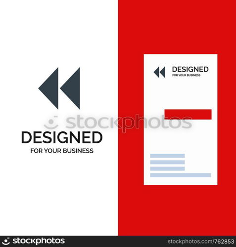 Control, Media, Rewind, Video Grey Logo Design and Business Card Template