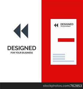 Control, Media, Rewind, Video Grey Logo Design and Business Card Template