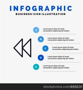Control, Media, Rewind, Video Line icon with 5 steps presentation infographics Background