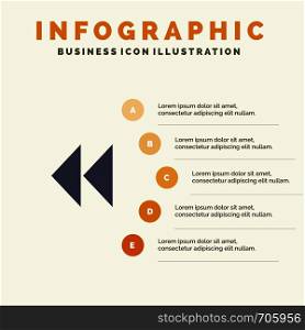 Control, Media, Rewind, Video Solid Icon Infographics 5 Steps Presentation Background
