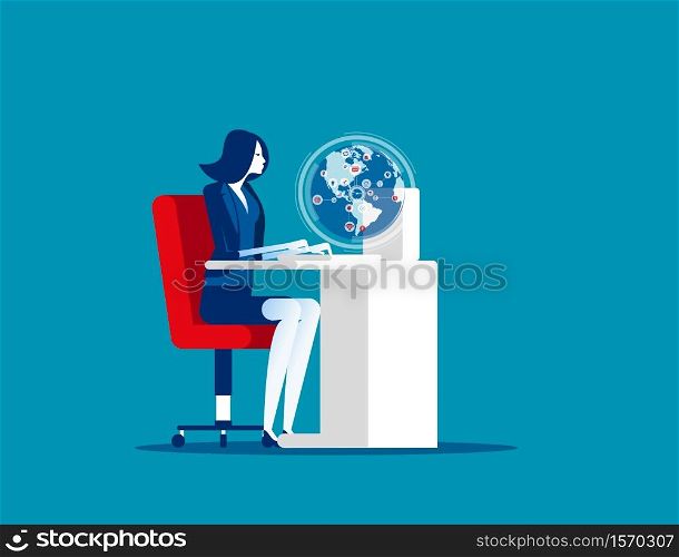 Control of the world economy with technology. Concept business vector, illustration, Manage, Futuristic, Benefit.