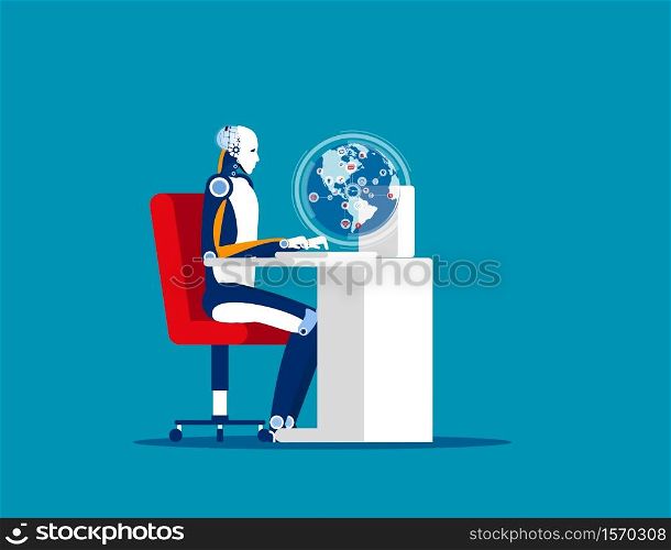 Control of the world economy with technology. Concept business vector, illustration, Manage, Futuristic, Benefit.