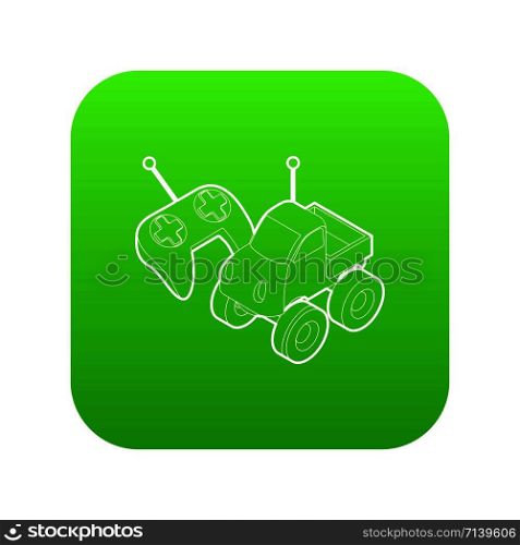 Control remote car toy. Outline illustration of control remote car toy vector icon green vector isolated on white background. Control remote car toy, outline style