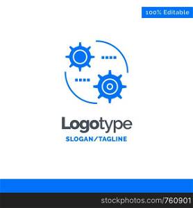 Control, Setting, Gear, Setting Blue Solid Logo Template. Place for Tagline