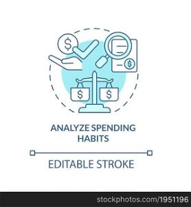 Control spending habits concept icon. Minimize useless money waste abstract idea thin line illustration. Calculate and plan expenses. Vector isolated outline color drawing. Editable stroke. Control spending habits concept icon