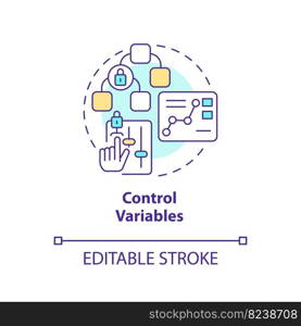 Control variables concept icon. Causal research changeable and principles abstract idea thin line illustration. Isolated outline drawing. Editable stroke. Arial, Myriad Pro-Bold fonts used. Control variables concept icon
