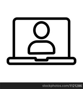 Control with the laptop icon vector. A thin line sign. Isolated contour symbol illustration. Control with the laptop icon vector. Isolated contour symbol illustration