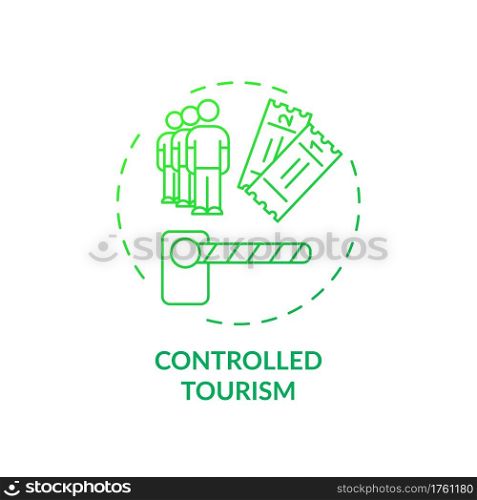 Controlled tourism concept icon. Best sustainable tourism practices. Specific amount of people allowed in tourism areas idea thin line illustration. Vector isolated outline RGB color drawing. Controlled tourism concept icon