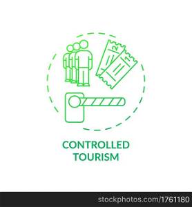 Controlled tourism concept icon. Best sustainable tourism practices. Specific amount of people allowed in tourism areas idea thin line illustration. Vector isolated outline RGB color drawing. Controlled tourism concept icon