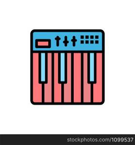 Controller, Hardware, Keyboard, Midi, Music Flat Color Icon. Vector icon banner Template