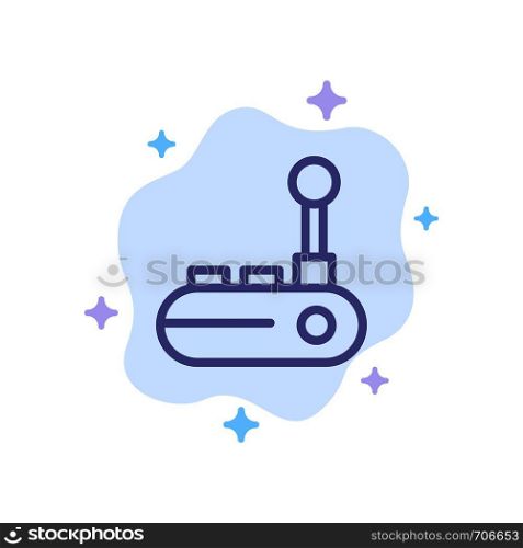 Controller, Joy Pad, Joy Stick, Joy pad Blue Icon on Abstract Cloud Background