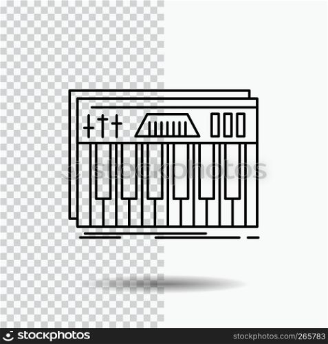Controller, keyboard, keys, midi, sound Line Icon on Transparent Background. Black Icon Vector Illustration