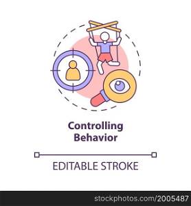 Controlling behavior concept icon. Physical and mental abuse. Relationship trust lack. Manipulative partner abstract idea thin line illustration. Vector isolated outline color drawing. Editable stroke. Controlling behavior concept icon
