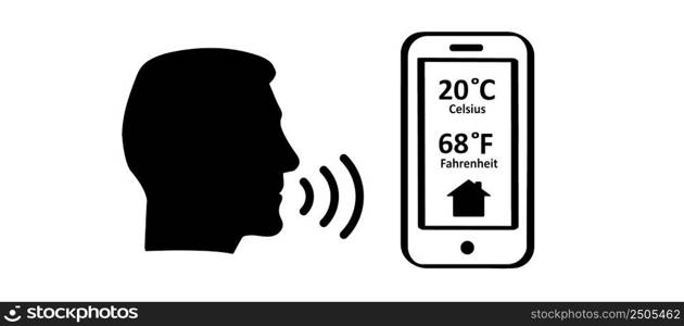 Controlling home heating temperature with a smart phone to home. Thermometer progress bar indicate. Checking temperature of radiator or heating stove on display. Hot, cold indicator.