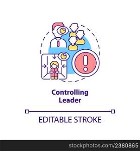 Controlling leader concept icon. Demanding boss. Type of toxic leader abstract idea thin line illustration. Isolated outline drawing. Editable stroke. Arial, Myriad Pro-Bold fonts used. Controlling leader concept icon