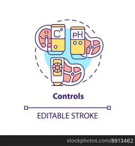Controls concept icon. Products quality checkup. Planning approach to HACCP abstract idea thin line illustration. Isolated outline drawing. Editable stroke. Arial, Myriad Pro-Bold fonts used. Controls concept icon