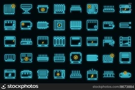 Convector icons set outline vector. Radiator bars. Central climate vector neon. Convector icons set outline vector. Radiator bars vector neon