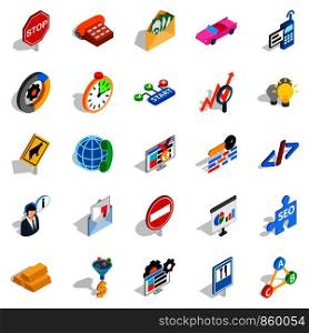 Convenient icons set. Isometric set of 25 convenient vector icons for web isolated on white background. Convenient icons set, isometric style
