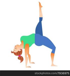 Conventional bit thick woman does yoga. Health care and spiritual. Yoga alphabet. The Letter L. Normal a little fat woman doing yoga