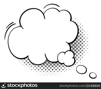 Conversation cloud template. Blank message bubble with halftone effect isolated on white background. Conversation cloud template. Blank message bubble with halftone effect