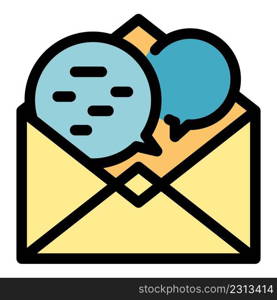 Conversation envelope icon. Outline conversation envelope vector icon color flat isolated. Conversation envelope icon color outline vector