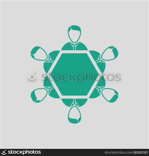 Conversation table icon. Gray background with green. Vector illustration.