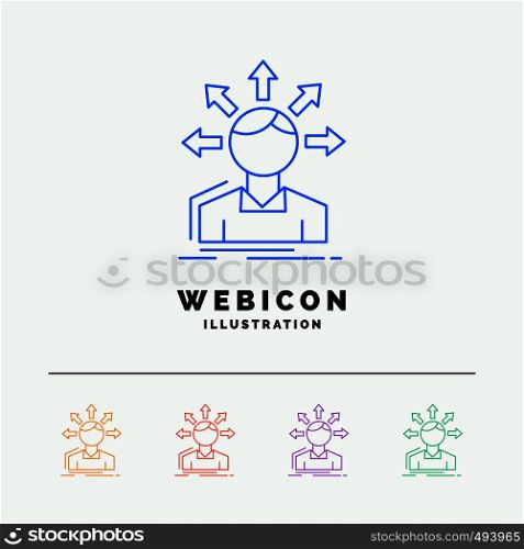 conversion difference, diversity, options, structure, user transition 5 Color Line Web Icon Template isolated on white. Vector illustration. Vector EPS10 Abstract Template background