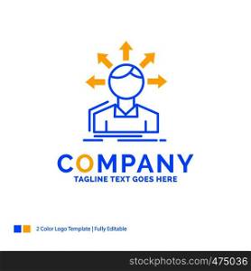 conversion difference, diversity, options, structure, user transition Blue Yellow Business Logo template. Creative Design Template Place for Tagline.