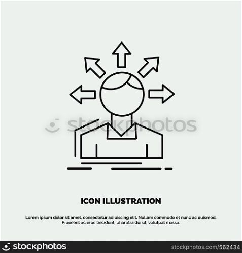 conversion difference, diversity, options, structure, user transition Icon. Line vector gray symbol for UI and UX, website or mobile application. Vector EPS10 Abstract Template background