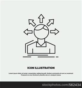 conversion difference, diversity, options, structure, user transition Icon. Line vector gray symbol for UI and UX, website or mobile application. Vector EPS10 Abstract Template background