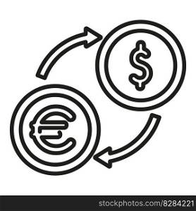 Conversion of money icon outline vector. Bank finance. Coin deposit. Conversion of money icon outline vector. Bank finance