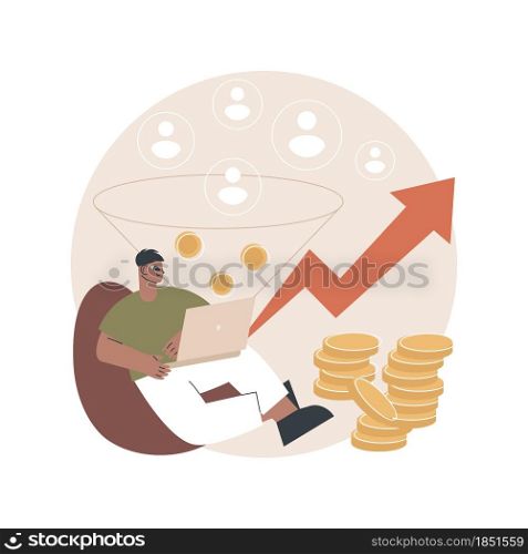 Conversion rate optimization abstract concept vector illustration. Digital marketing system, lead attraction marketing, increasing website guests, convert visitors into customers abstract metaphor.. Conversion rate optimization abstract concept vector illustration.